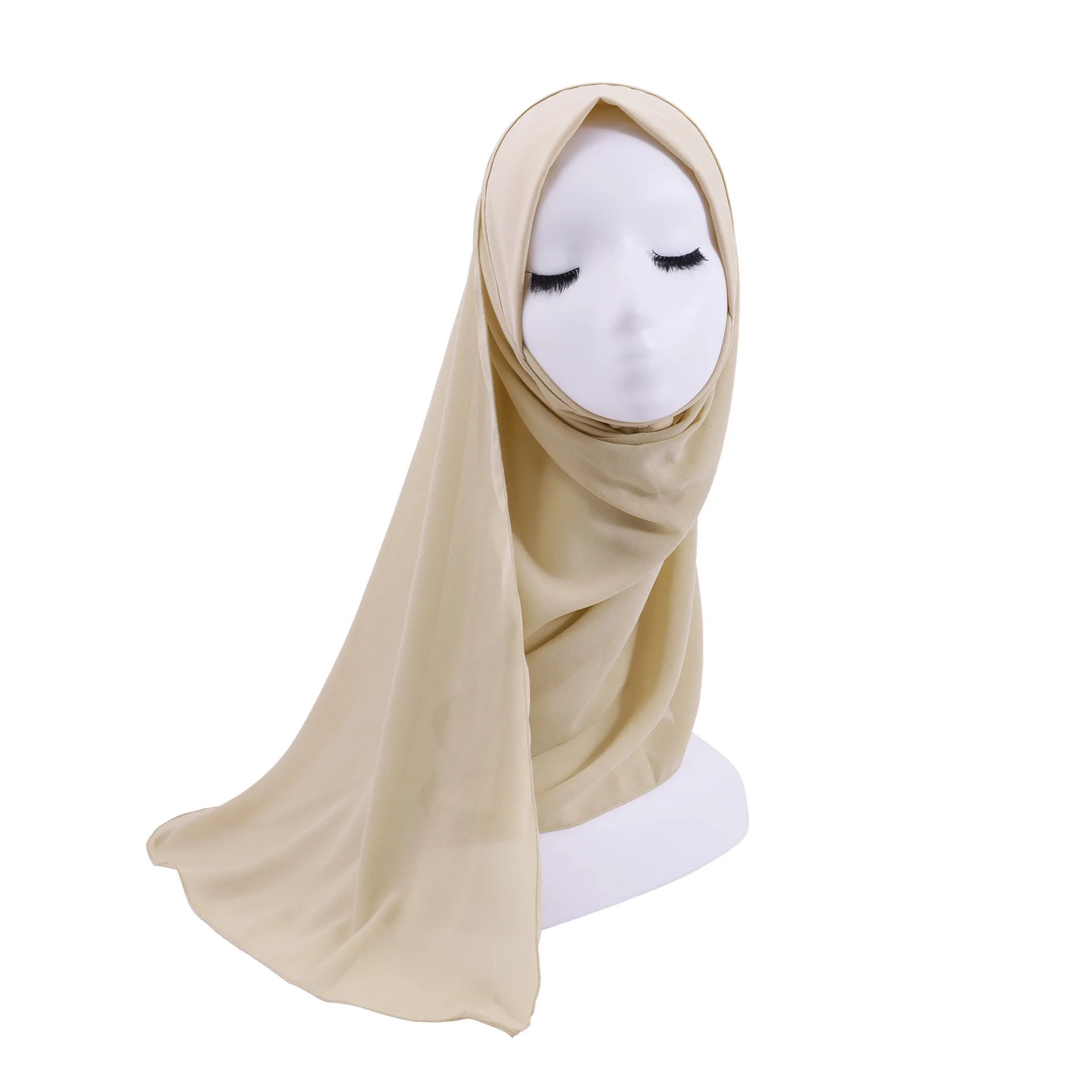 Mulheres muçulmanas chiffon hijab lenço instantâneo turbante ramadan islam orar hijabs eid cabeça envoltório amira xales puxar no lenço turbante