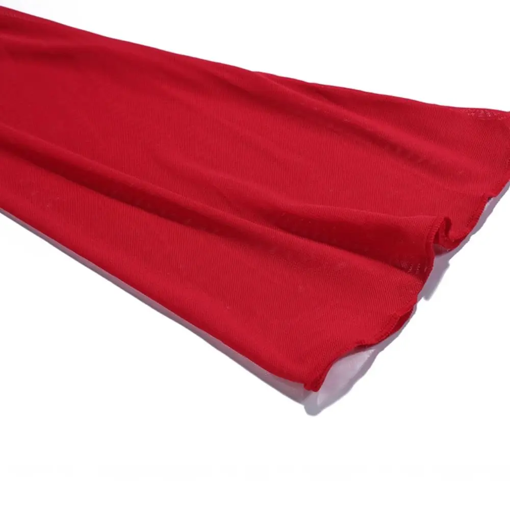 Conjunto de Bikini de cuatro piezas de Color rojo puro, diseño con cordones, traje de baño de manga larga de Color sólido, falda para cubrir, Bikini Push Up de Color blanco