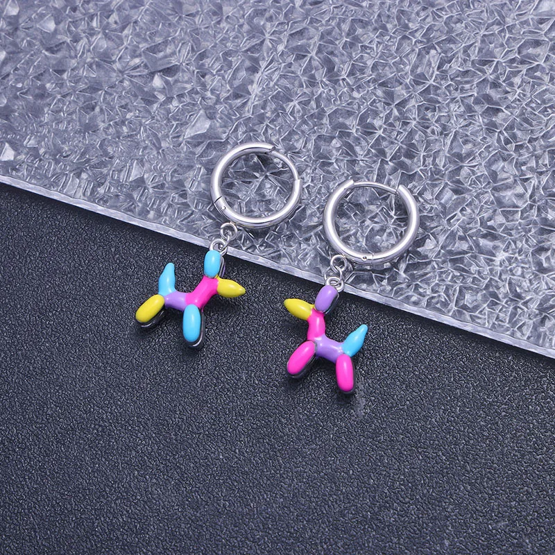 Fashionable and cute colorful balloon puppy delicate earrings suitable for women's beautiful jewelry gifts