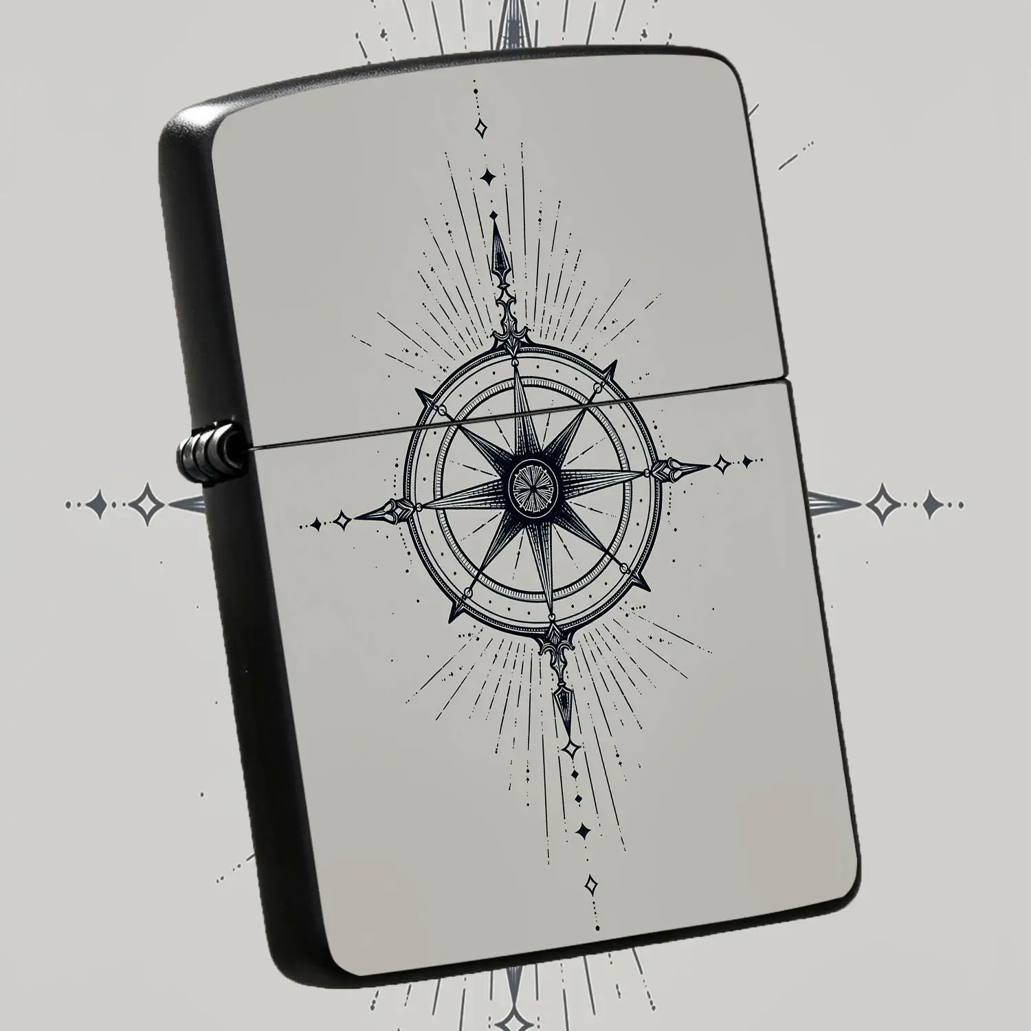 Vintage Exquisite Starburst Compass Pattern Lighter, Retro Stylish Portable Ignition Tool for Daily Outdoor Use, Unique Delicate Present for Friends, Travel Commemorative Practical Accessory for All Scenarios A Humorous And Interesting Ligh