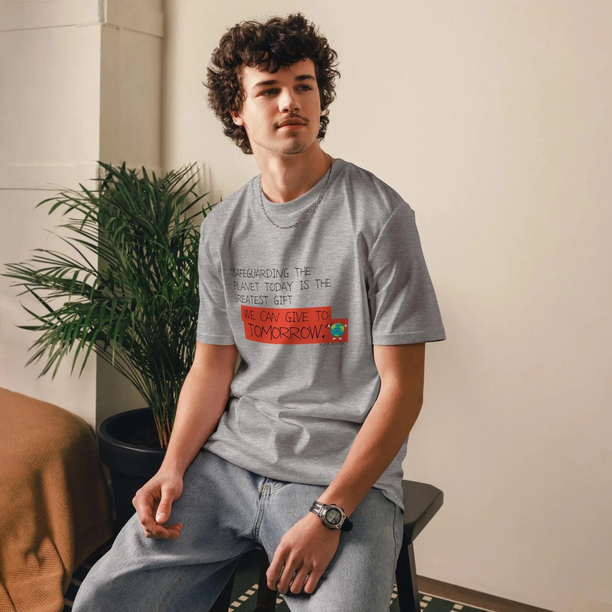 Organic Cotton T-Shirt Unisex Eco Friendly Graphic Tee Climate Change Activist Design Earth Day High-quality Fashionable Trendy