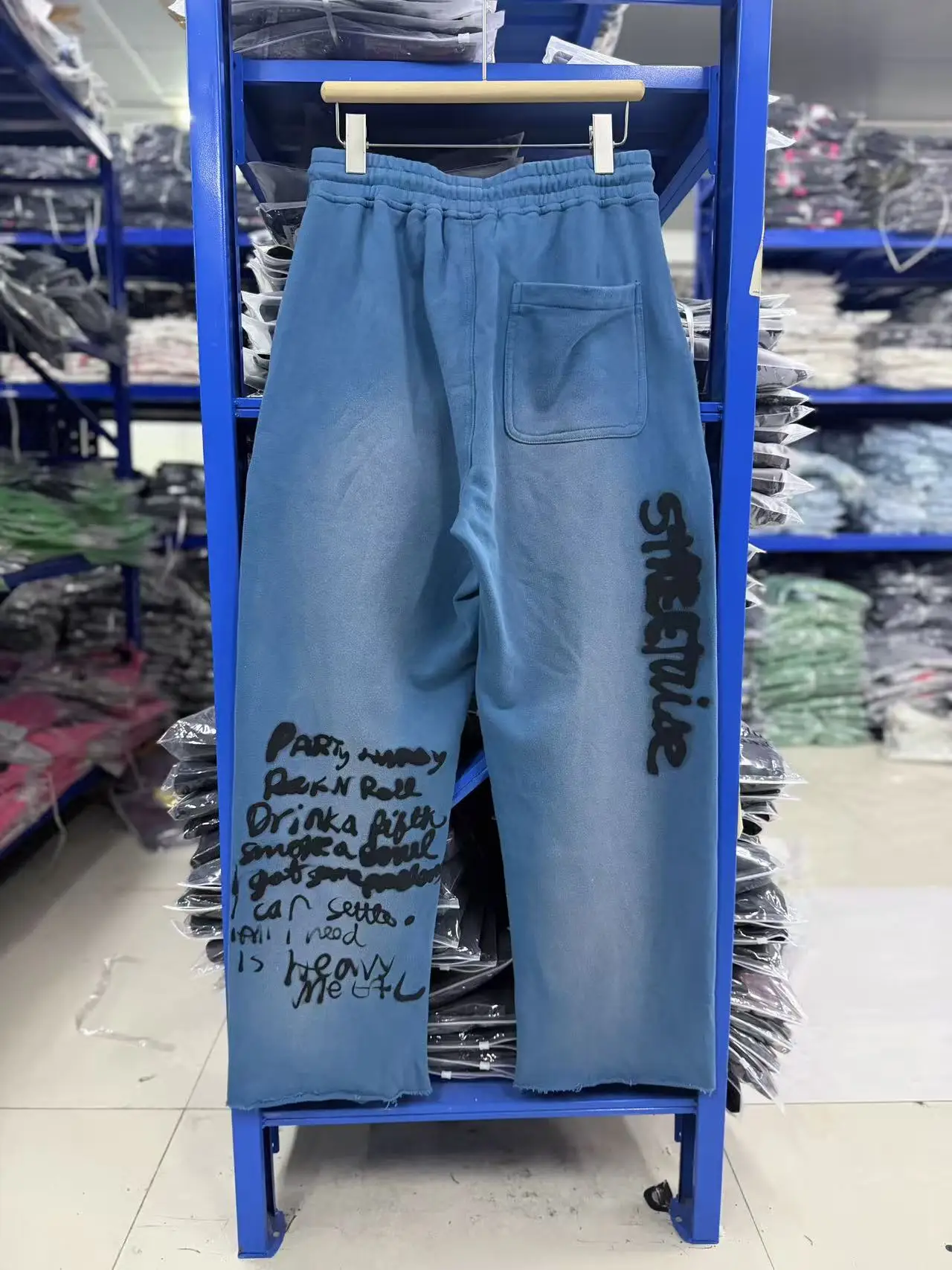 Retro Washed Casual Street Style Knitted Sport Pants Heavy Vintage Spray Painted Loose Fit Comfortable Soft Youth Autumn Wear