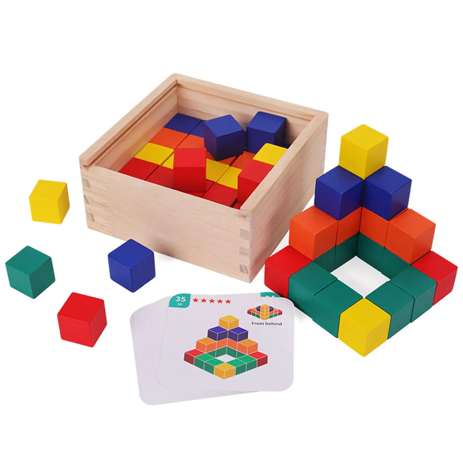 Wooden Blocks Set Puzzle Making for DIY Craft Wooden Building Blocks Stacking Game for Preschool Toddlers Kids Boy Girls Gifts