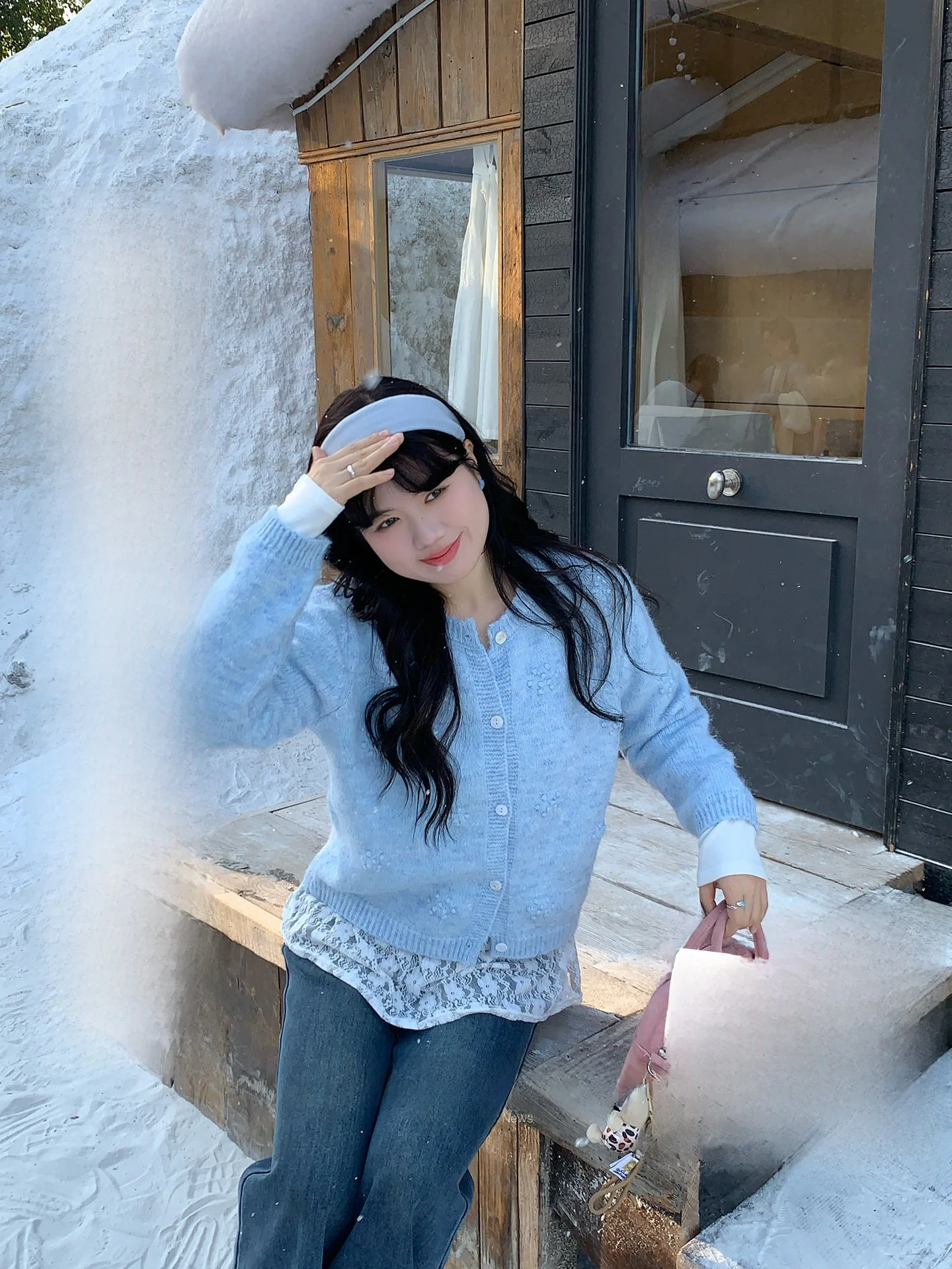 

Handmade Crochet Flower Oversized round Ne 3D Knitted Sweater Women's Autumn Winter Warm Thermal Color Single Button ...