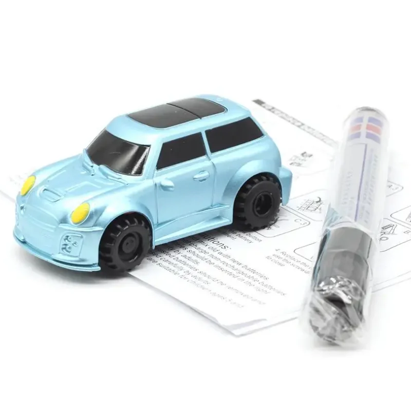 Elektryczny, nowy, kreatywny model zabawki dla dzieci: mini magiczny długopis, samochód na torach z czujnikiem, autobus szkolny, wóz strażacki, pociąg wyścigowy, prezent dla chłopca.