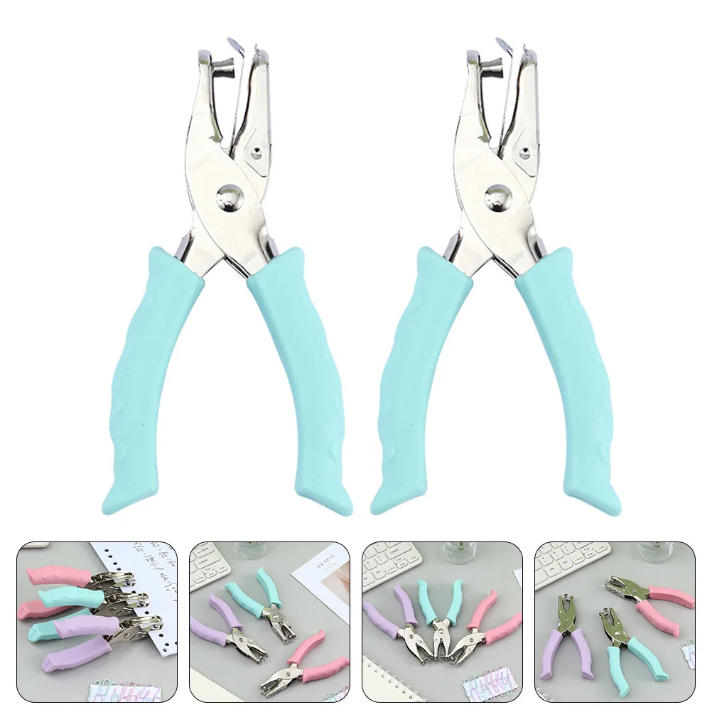 

2Pcs Stainless Steel Hole Puncher Ergonomic Design Non-Slip Base for Paper Chipboard Art Projects Home Office School Use
