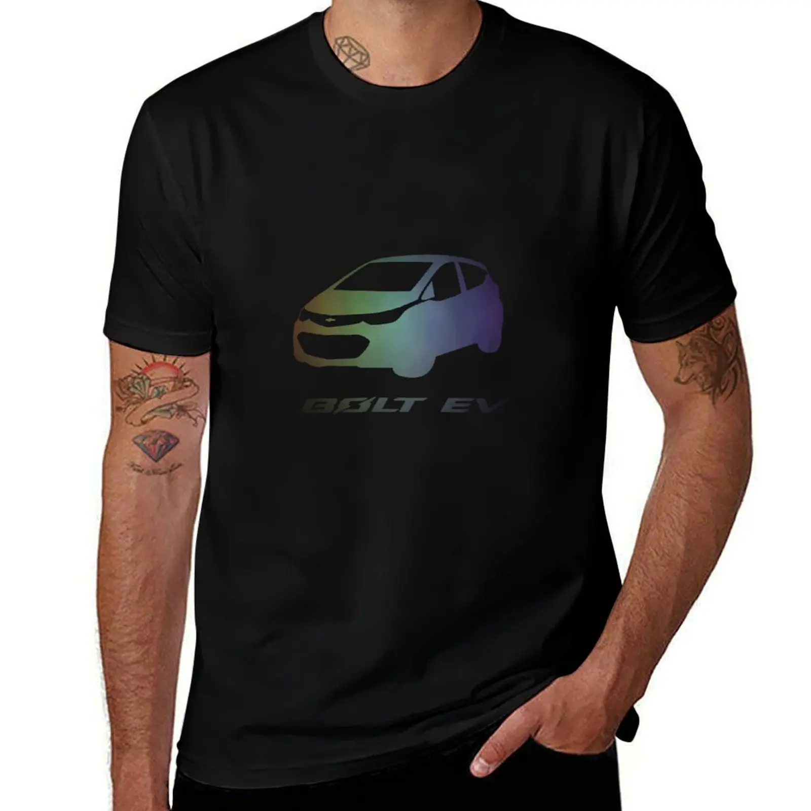 

Chevy Bolt EV (Dark Rainbow) T-Shirt cotton t shirts man 100% man tshirt man t shirt heavy cotton T-Shirt