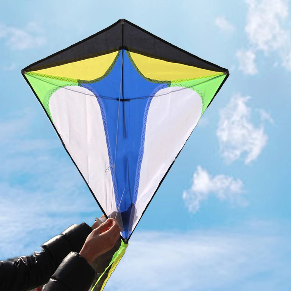 Diamond Shaped Kite with Long Tail Colorful Flight Kite Easy To Fly Primary Stunt Kite Enhance Coordination for Children Kids