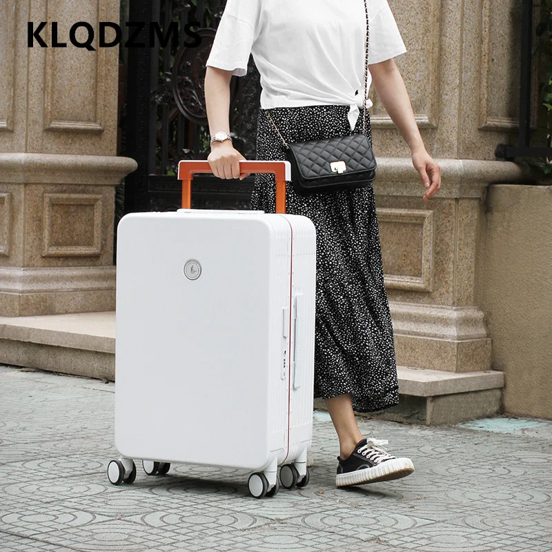 

KLQDZMS Women's Suitcase 20 Inches Boarding Box 24"26"29" Men's Business Aluminum Frame Trolley Case Large Capacity Luggage
