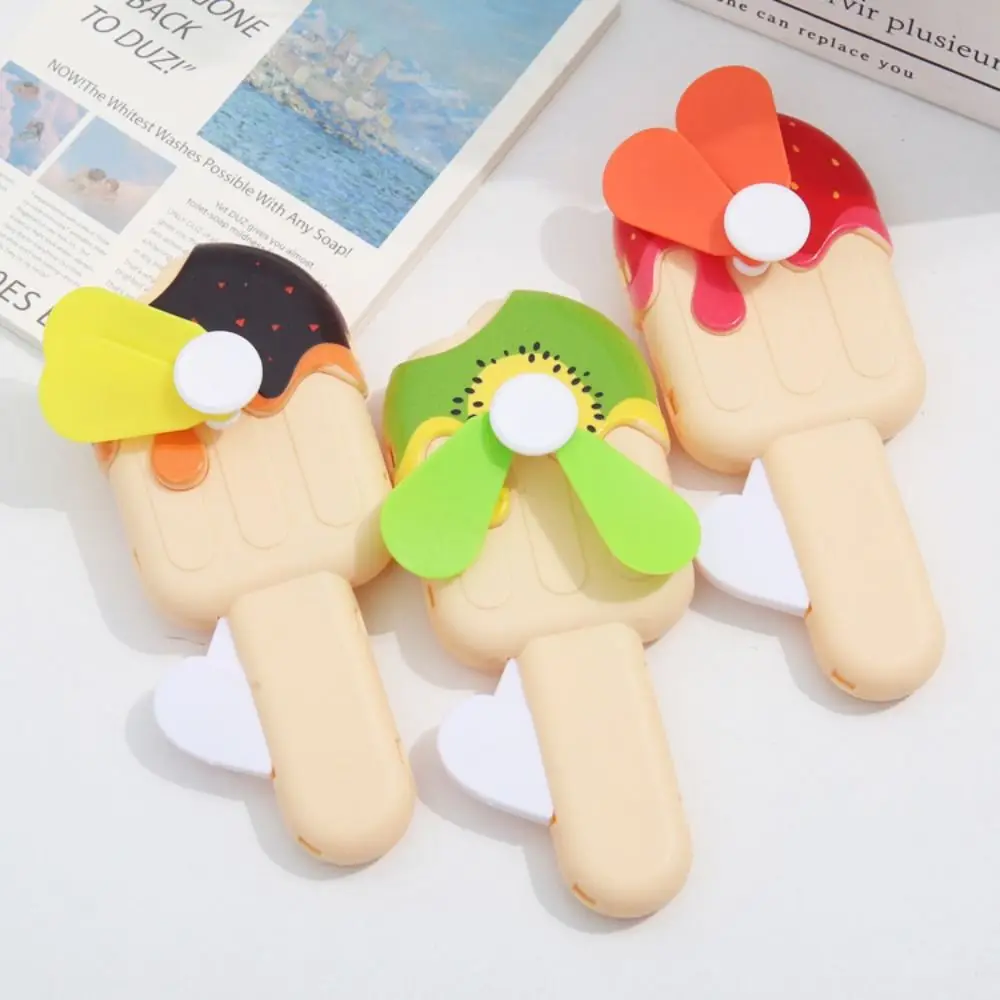 Mini Hand Pressed Small Fan Donut Birthday Toys Children Portable Handheld Manual Fan Ice cream Birthday Party Favors Guest Gift