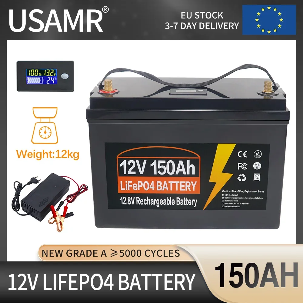 12V 150Ah Lifepo4 Battery Built-in BMS Lithium Iron Phosphate Cells Pack For Replacing Most of Backup Power Home Energy Storage