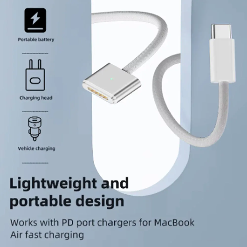 1PC Fast Charging Cable PD 140W Type-C Male To Magsafe 3 Magnetic Plug Adapter Compatible with USB for MacBook Air/Pro 2 2M