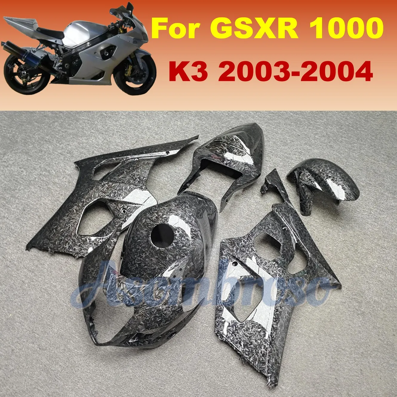 

Motorcycle Fairing Kit for GSXR1000 2003 2004 K3 Carbon Fiber Cowl Replacement GSX-R1000 03 04 Motorcycle