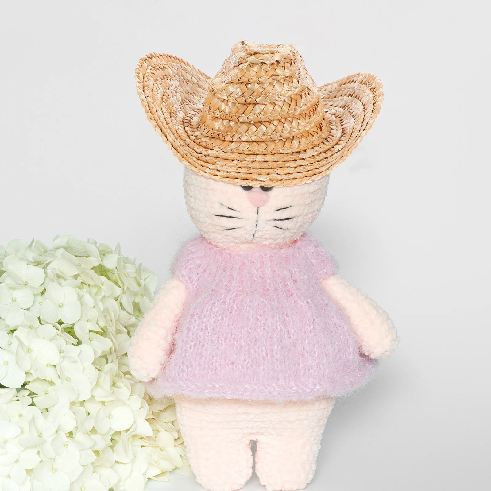 2Pcs Mini Straw Cowboy Hats Miniature Straw Hat Accessories for Crafts Props Decoration Mini Grass Hat