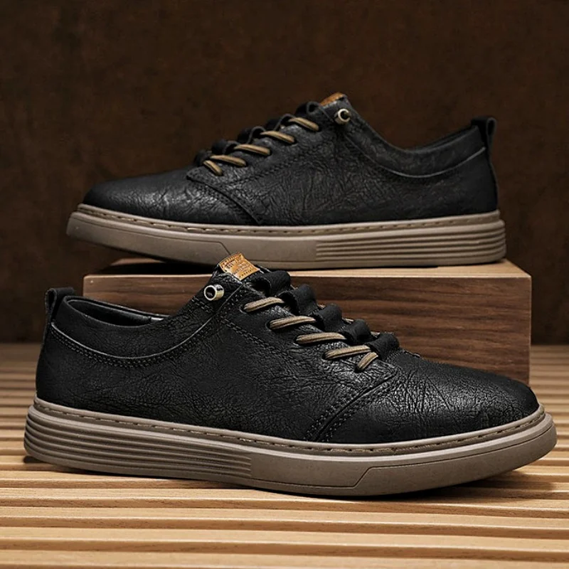 2024 Men's Casual Shoes Waterproof Fashion Design Wear Handiness Comfor Non-Slip Sports Low-Top Leather Casual Shoes