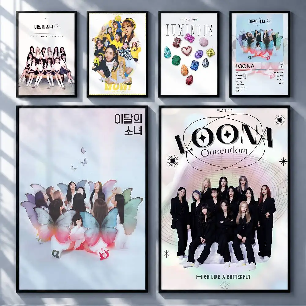 Trending K-Pop LOONA Posters Premium Self-Adhesive No Residue Wall Sticker for Home Office Bar Decor