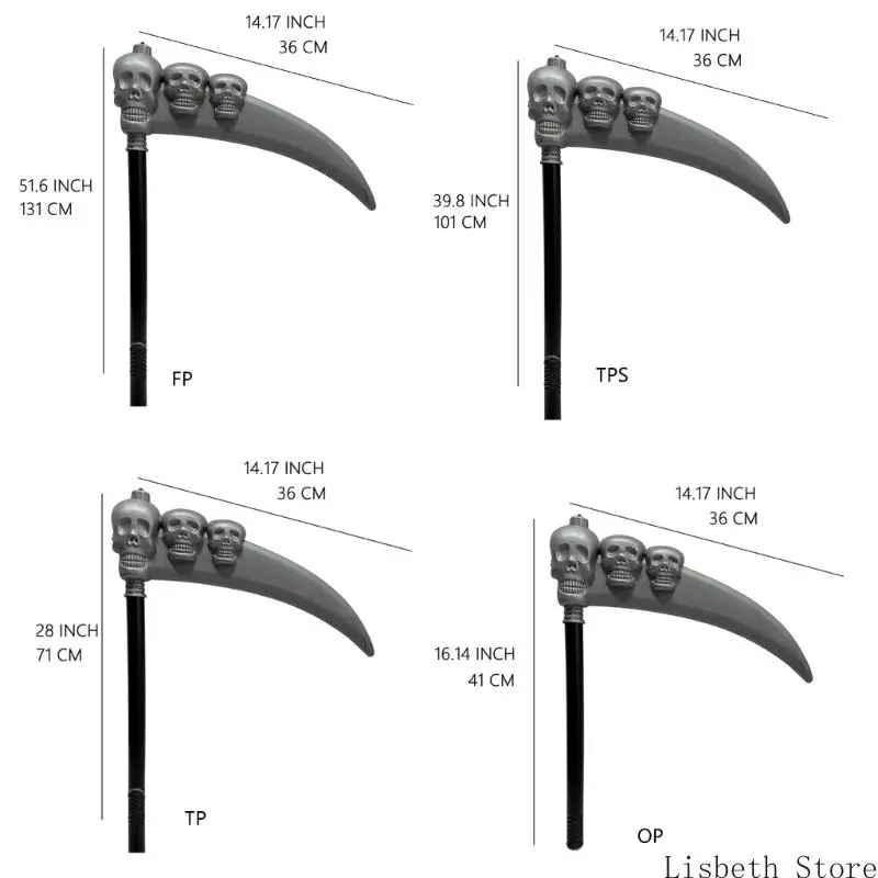 124A Sensenmänner, Halloween-Kostüm, Sensenmänner, gefälschte Waffen, Totenkopf, künstliche Klinge, Sicheln, für