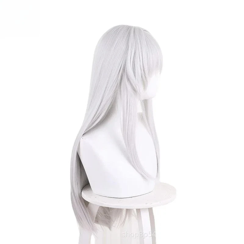 Honkai Star Rail クララ コスプレウィッグ - 耐熱性のあるシルクのようなロングシルバーホワイトストレートヘア、彼女のメカニカルガールルックコスプレ用