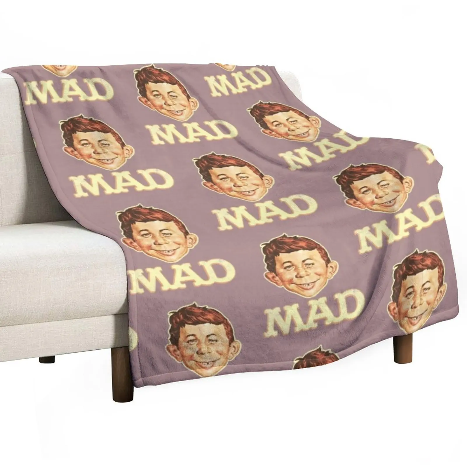 

Mad Magazine Mad Magazine [Vintage Distressed] Throw Blanket Retro Blankets Bed linens Soft Plaid