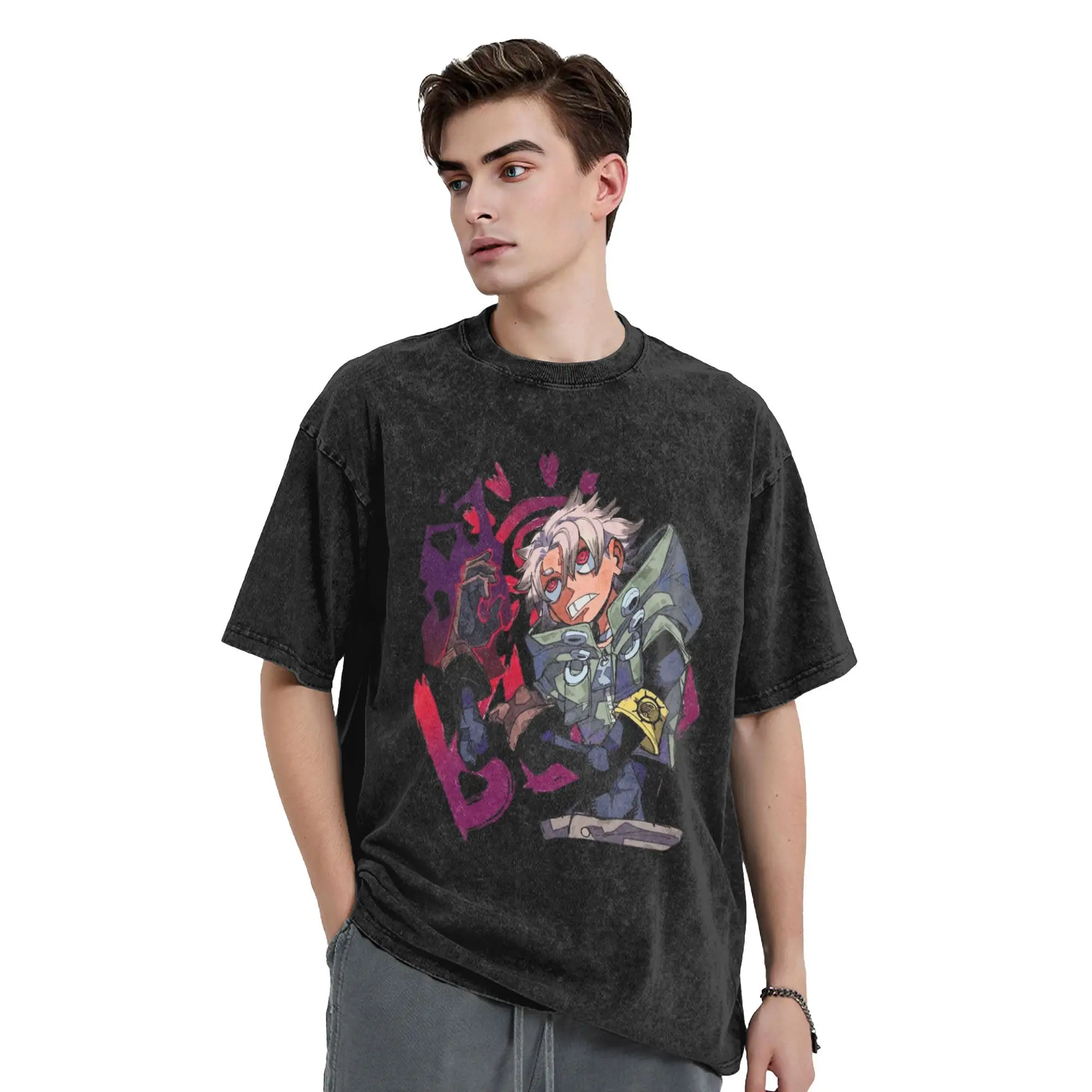 

Rudo Surebrec Gachiakuta Anime Washed T Shirts Streetwear Hip Hop Vintage T-Shirt Tee Shirt Men Women Cotton Street Graphic