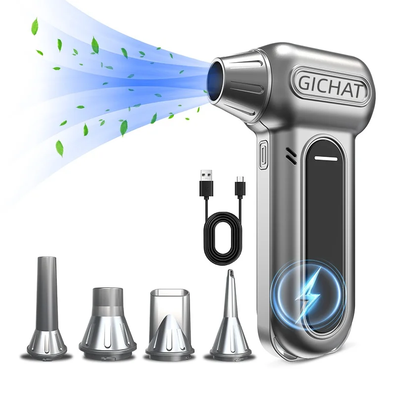 GICHAT Wireless Jet Fan 130000RPM Brushless Motor Turbo Air Blower For Car Cleaning With LED Light /SOS Emergency Outdoor Use