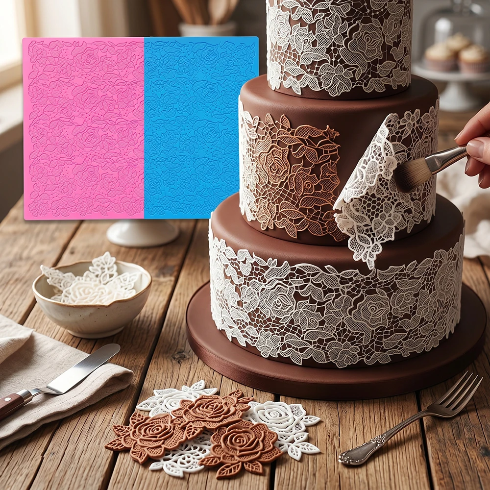 Embossed lace silicone pad imprint gummy impression candy paste mold cake decoration tool kitchen chocolate candy paste baking m
