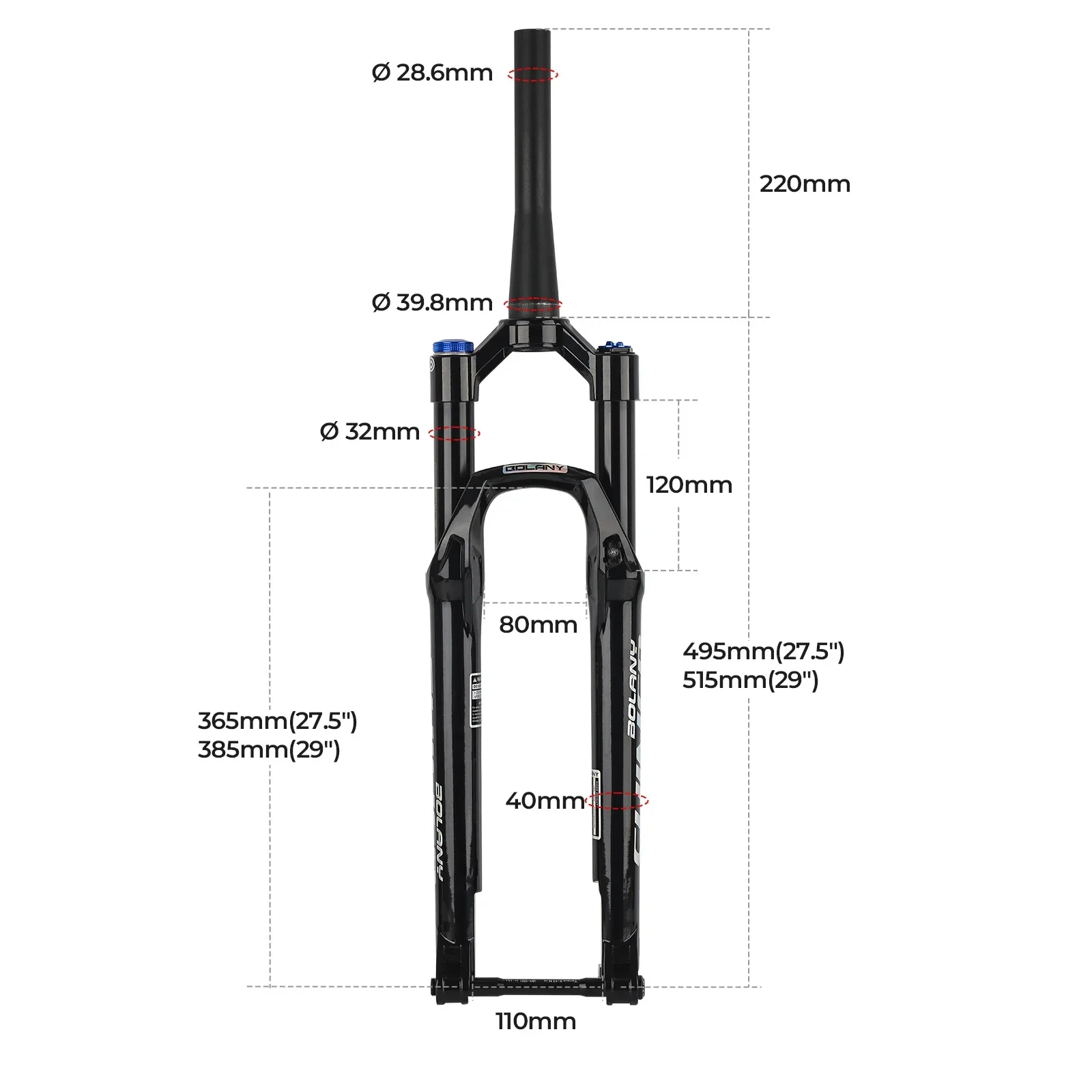BOLANY 120mm Air Fork 29 MTB Suspension