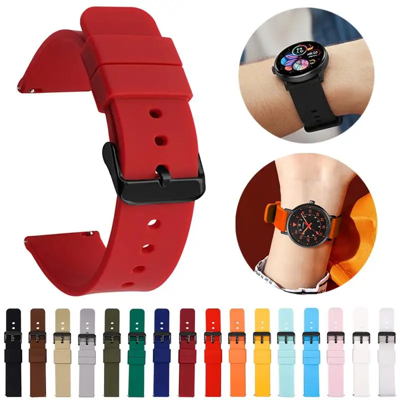 

12/14/16/18/20/22/24mm Sport Silicone Strap Universal Colorful Quick Release Waterproof Men Women Replacement Watchband Bracelet