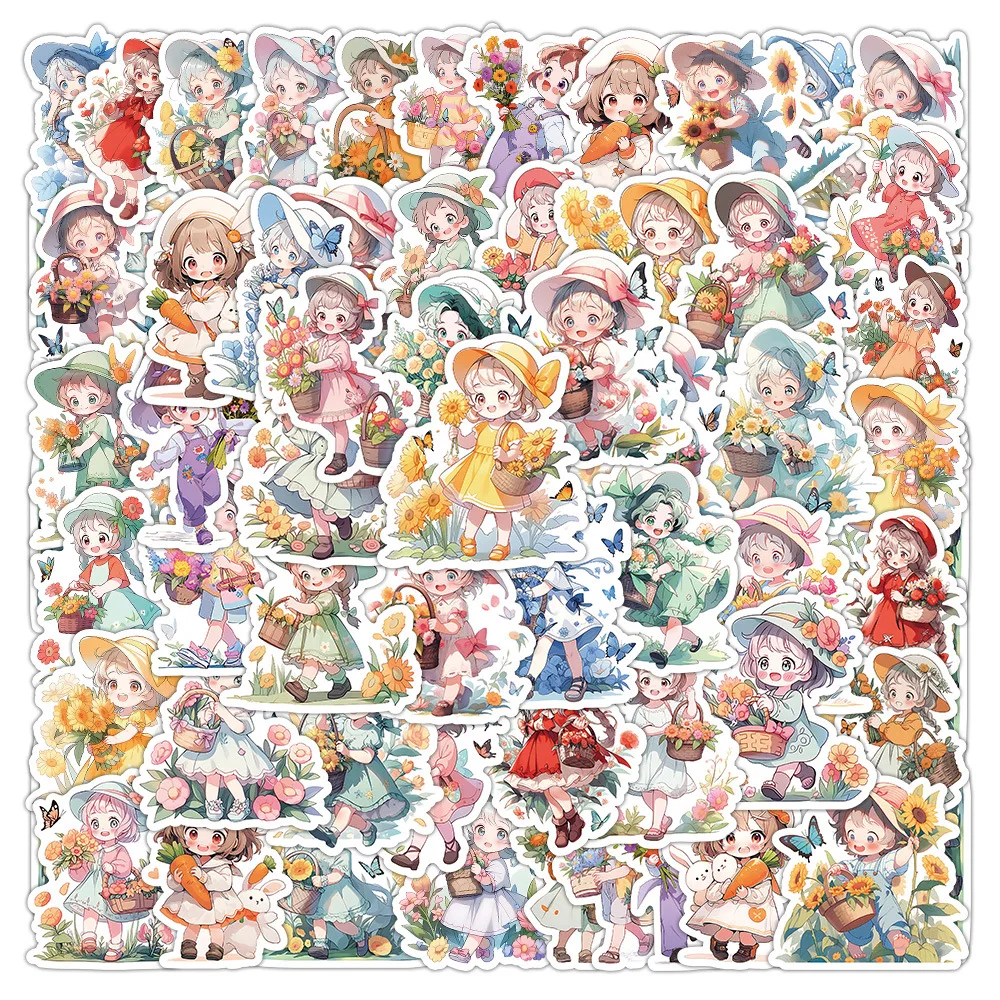 10/60 SZTUK Naklejki Graffiti dla Dziewczynki, Kreskówkowe Kwiaty, Motyle, Zabawki DIY, Sekretny Gadżet na Butelkę, Album, Torba Podróżna, Estetyczne Naklejki