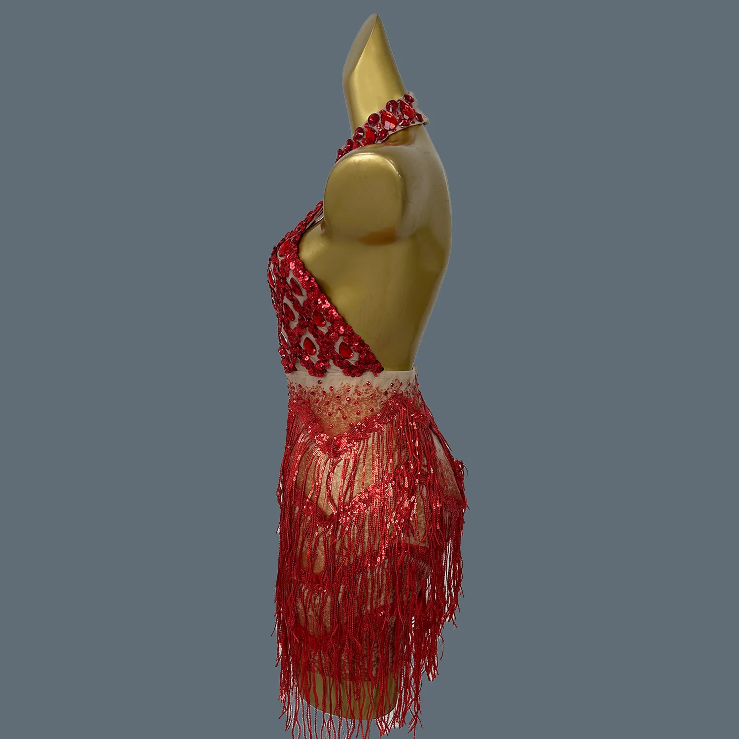 Błyszcząca Sukienka Mini z Frędzlami z Cyrkonii, Seksowna Przezroczysta Siateczka, Strój na Urodziny dla Kobiet, na Imprezę, na Występ Tańca Latynoamerykańskiego, Sanjiao