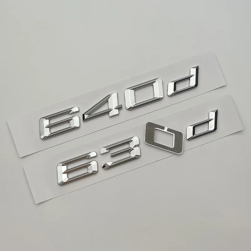 3D ABS Chrome Logo Car Rear Trunk 630d 640d Emblem Letters Badge Decal Sticker 6 Series GT E63 F06 F12 F13 Accessories