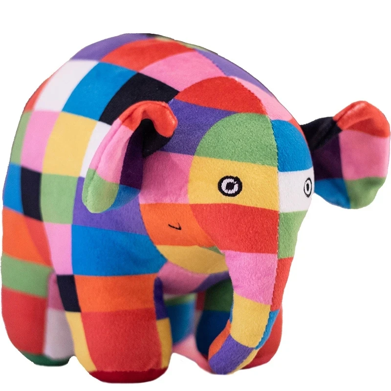 30cm Creative Anime Elmer The Elephant Figure Plush Doll Cute Cartoon Plaid Elephant Emma Plush Toy Kids Gift Christmas Gift