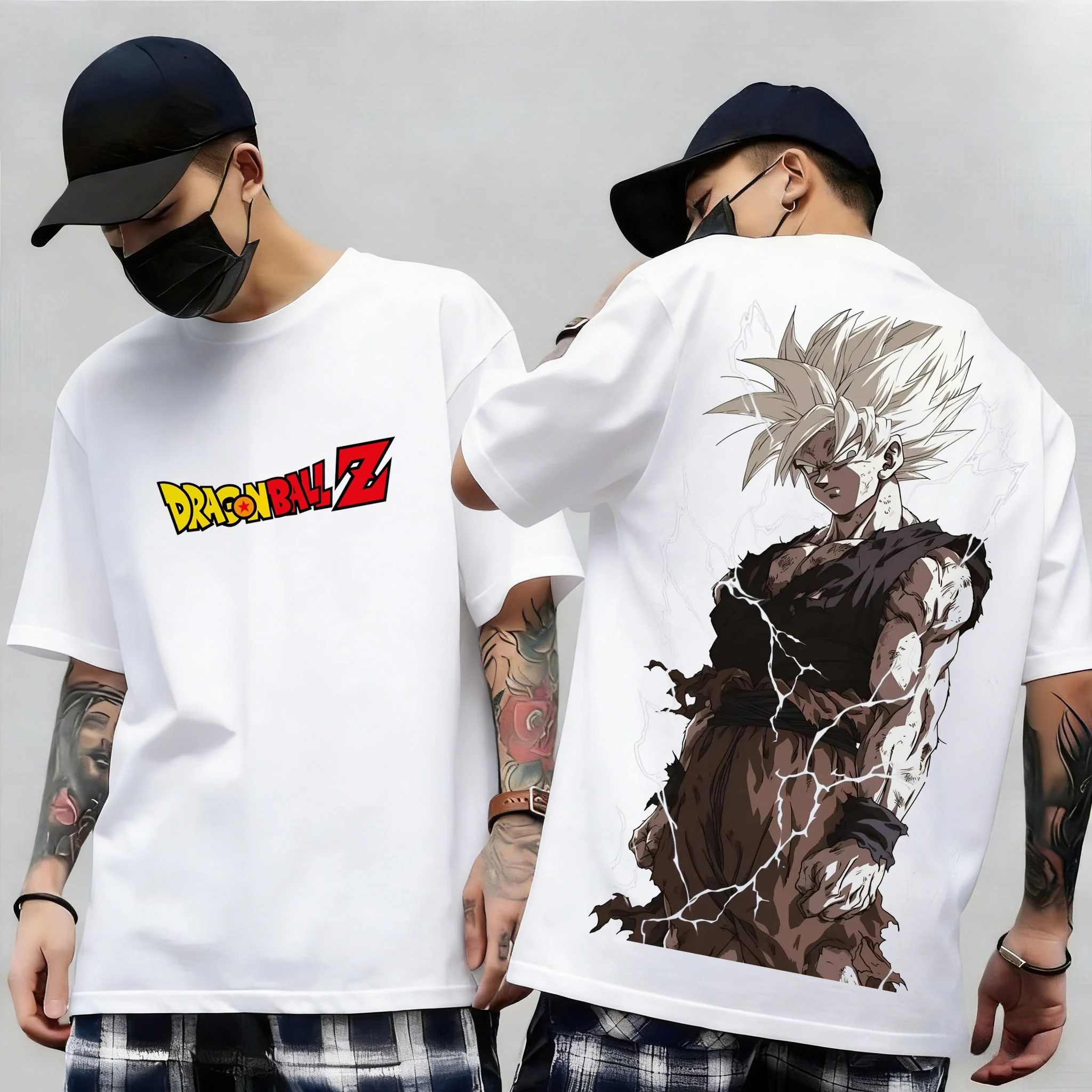 

Dragon Ball Z Print Short Sleeve Cotton T-Shirt Son Goku Vegeta Men Women Clothes Harajuku Y2k Tee Vintage Summer Streetwear