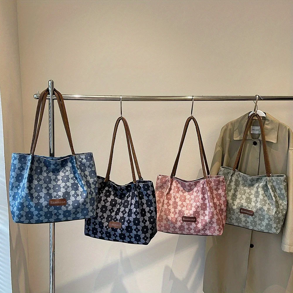 

Women's Casual Printed Tote Bag,Fashionable Flower Printed Shoulder Bag, Daily Commuting Handbag