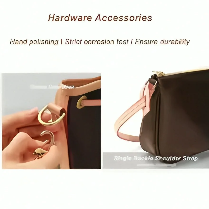 Vegetable Tanned Leather Short Shoulder Bag Strap Punching Adjustable Design Gold Metal Buckle Handbag Purse DIY Modification Accessories, Bag Not Included