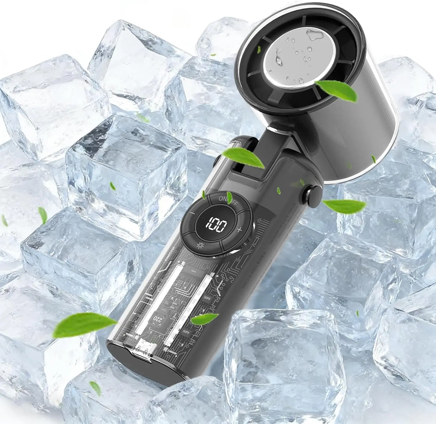 Semiconductor Refrigeration Rechargeable Outdoor Min Fan Portable Handheld Fan Folding Turbos Cooling Fan With Digital Display