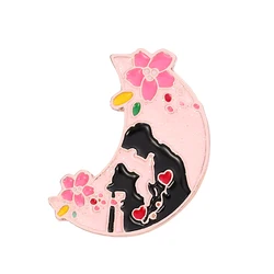 Sailor Moon Enamel Pins Half Moon Romantic Sakura Couple Cute Brooch Pins Women Comic Exhibition Cosplay Jewelry Kid Gifts