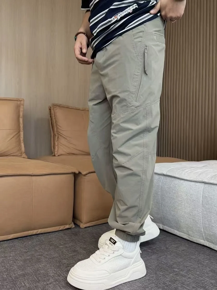 Men's Summer Lightweight Breathable Comfortable Casual Pants Loose Fit Trousers Fashionable All-Match Structure Cuffed Pants