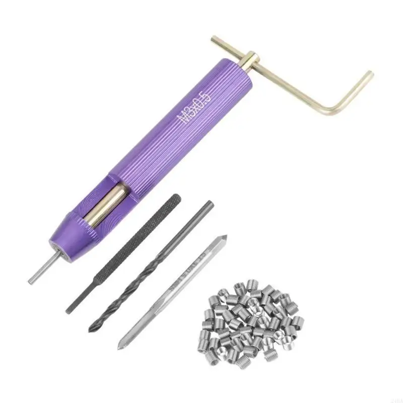 Insert Driver Repair for 3 mm x 0.5 Thread Service with Metal Wire Inserts, Tap and Drill Bit for Shop Work and Routine Repair