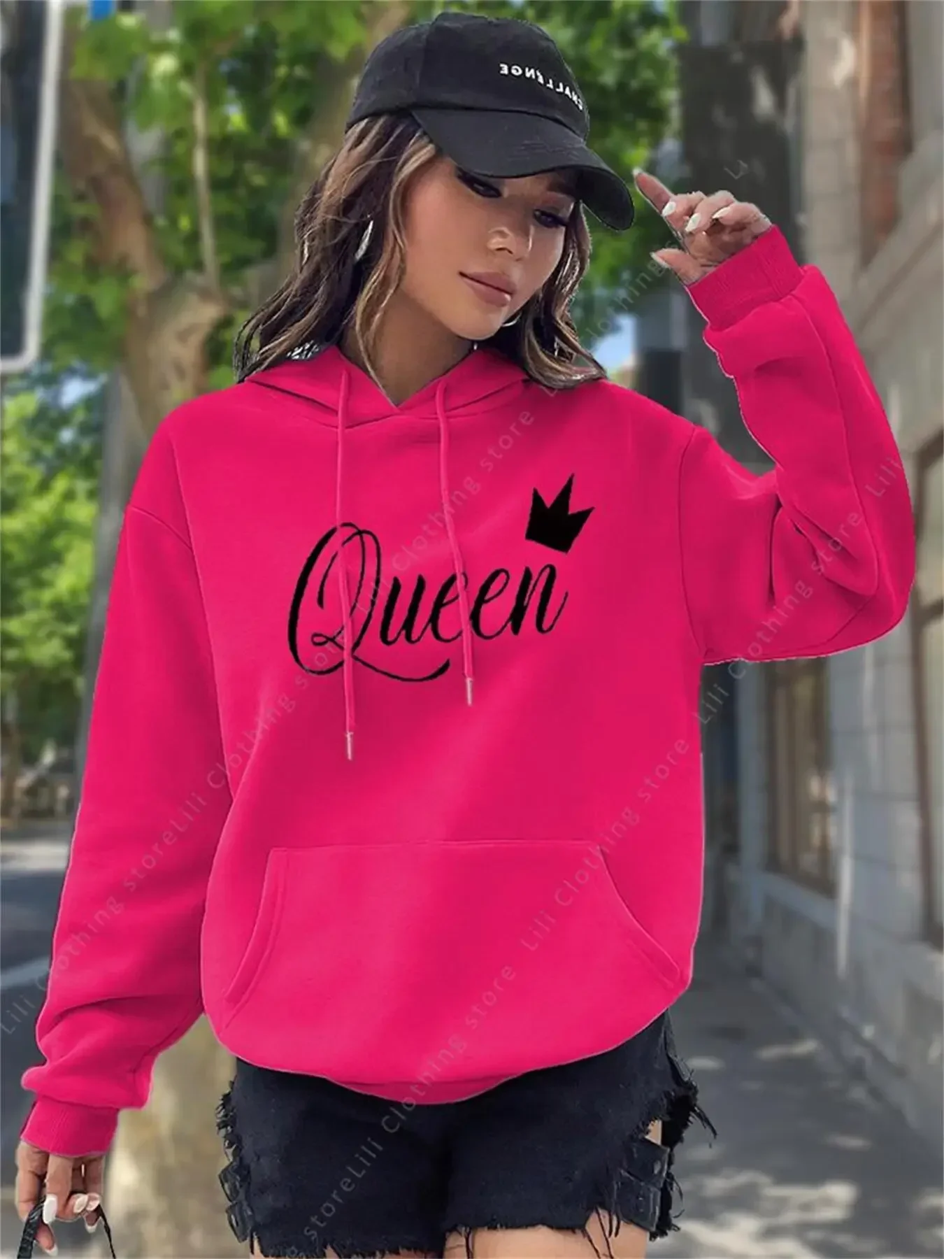 2026 New Hot Selling Hoodies for Women Tops Fashion Aesthetic Sweatshirt Y2k Street Clothing Pink Black Pullover Woman Hoodies