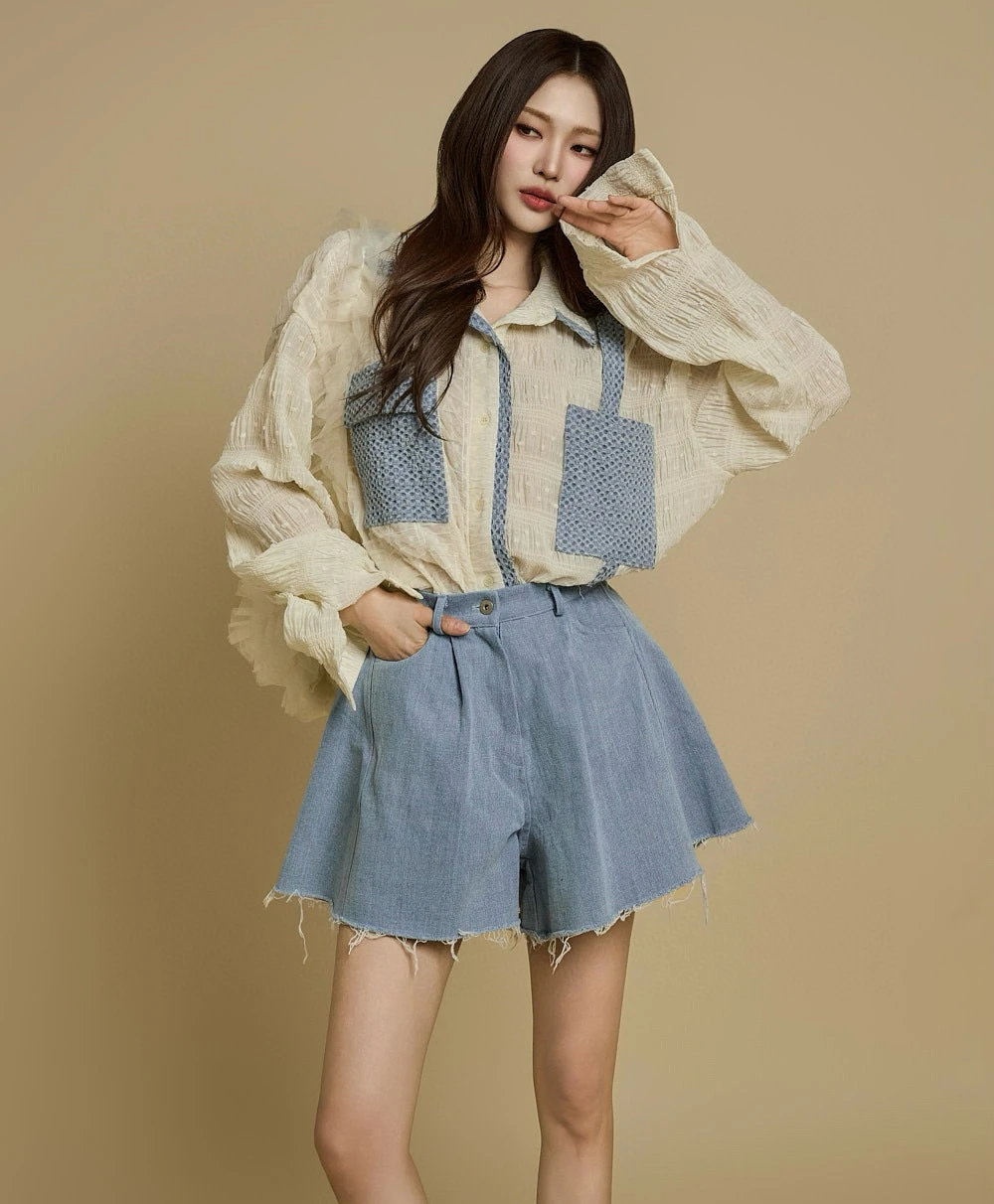 

Свободная женская джинсовая рубашка для повседневной носки, с двойным разрезом, модная, универсальная, с открытым передом, с длинными рукавами, хлопковая, деловая рубашка