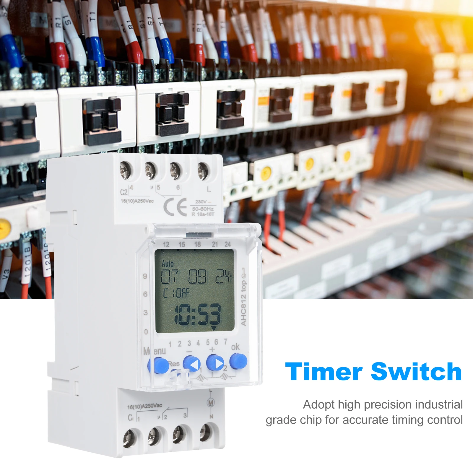 2 Channel Timer Programmable Timing  AHC812 230V 16A Weekly Program Digital Time  Din Rail Mount Timer Timing