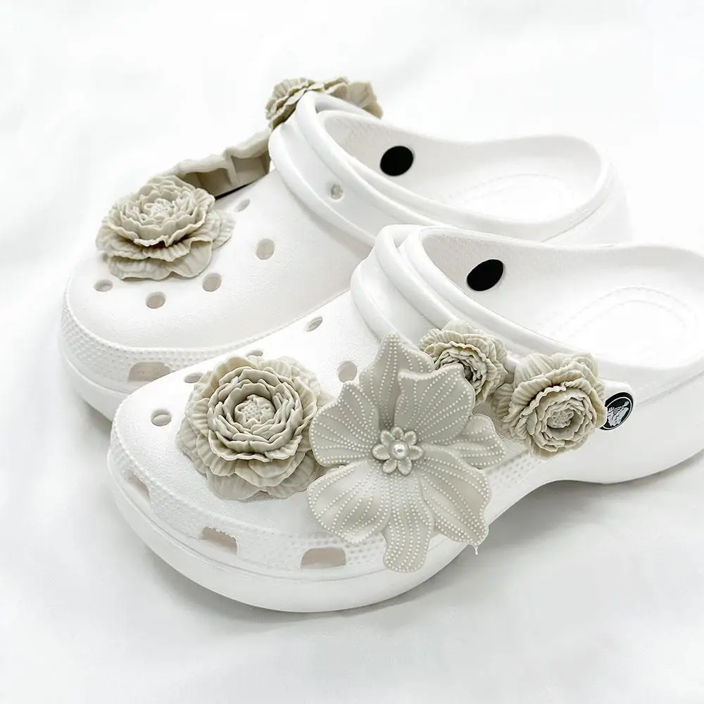 

Flower Shoe Charms Set Cute Diy Detachable Shoe Clips Hole Sandal Garden Shoe Buckle White Pink Shoes Decorations Women Gifts