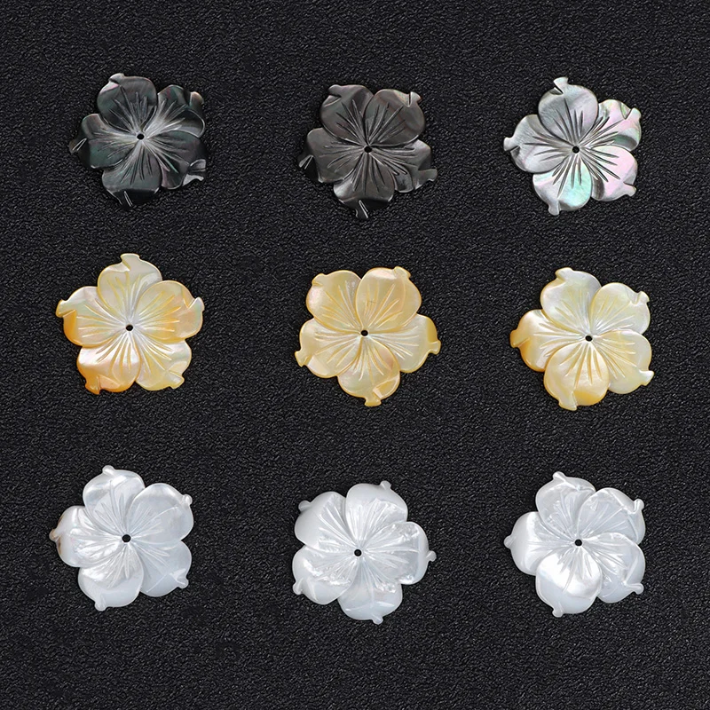 

2pcs High Quality Natural Carved Flower Shell Beads Mother Of Pearl Charms Bead For Jewelry Making Earrings Hair DIY Accessories