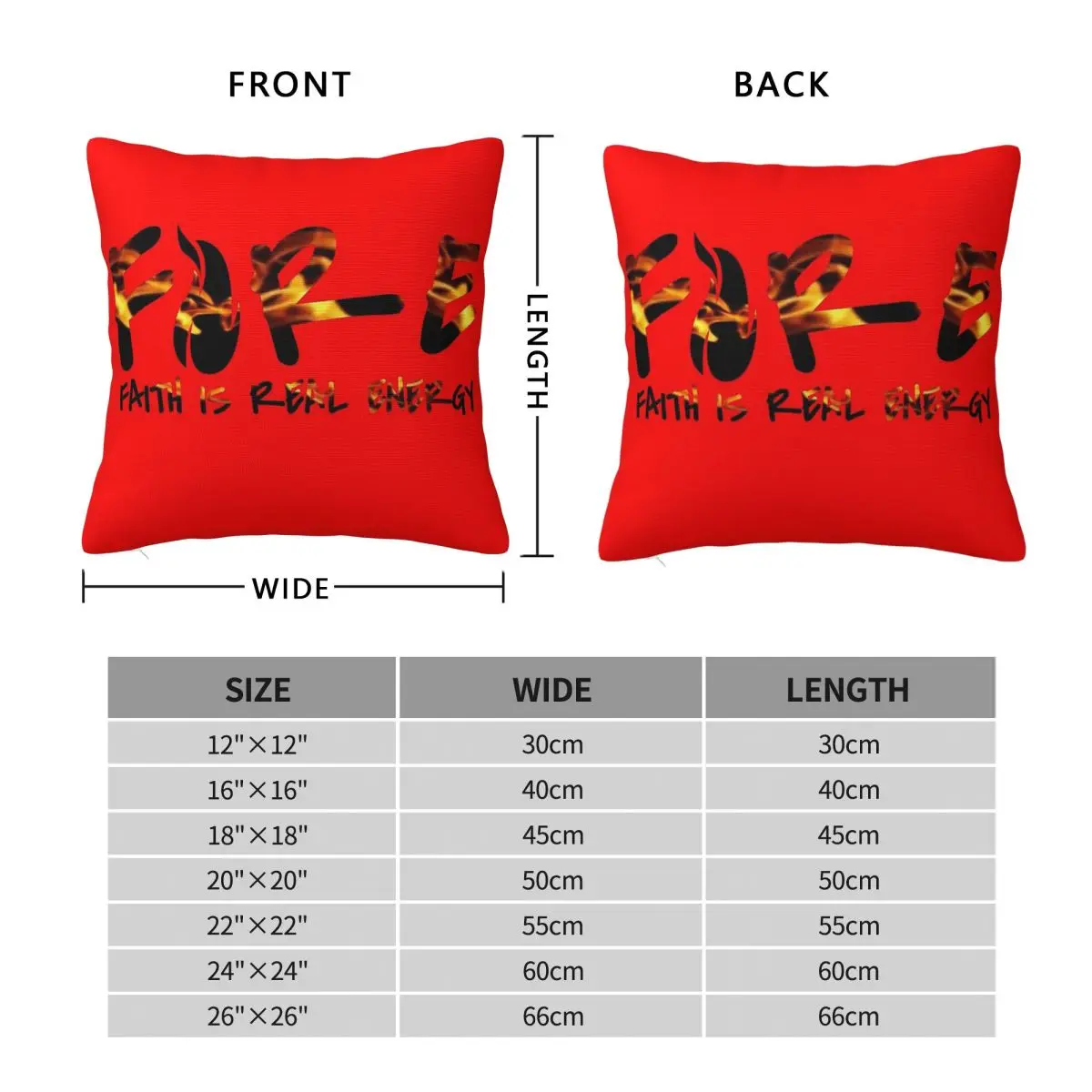 Fire Faith Is Real Energy Square Pillowcase Polyester Linen Velvet Printed Zip Decorative Pillow Case Bed Cushion Cover