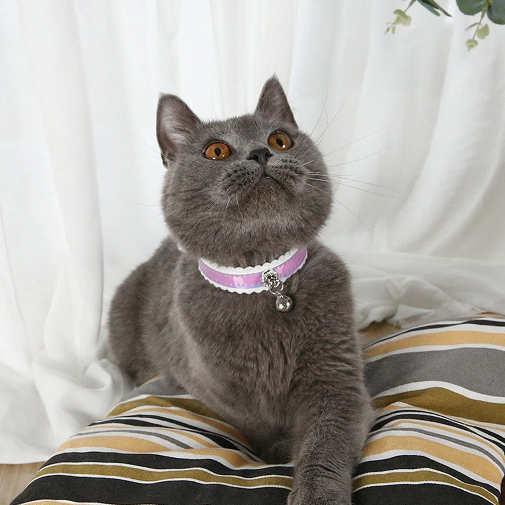 

1 Pc High Quality Adjustable Cat Collar With Bell Soft Comfortable Neck Ring For Pets Practical Pet Supplies Gradient Color