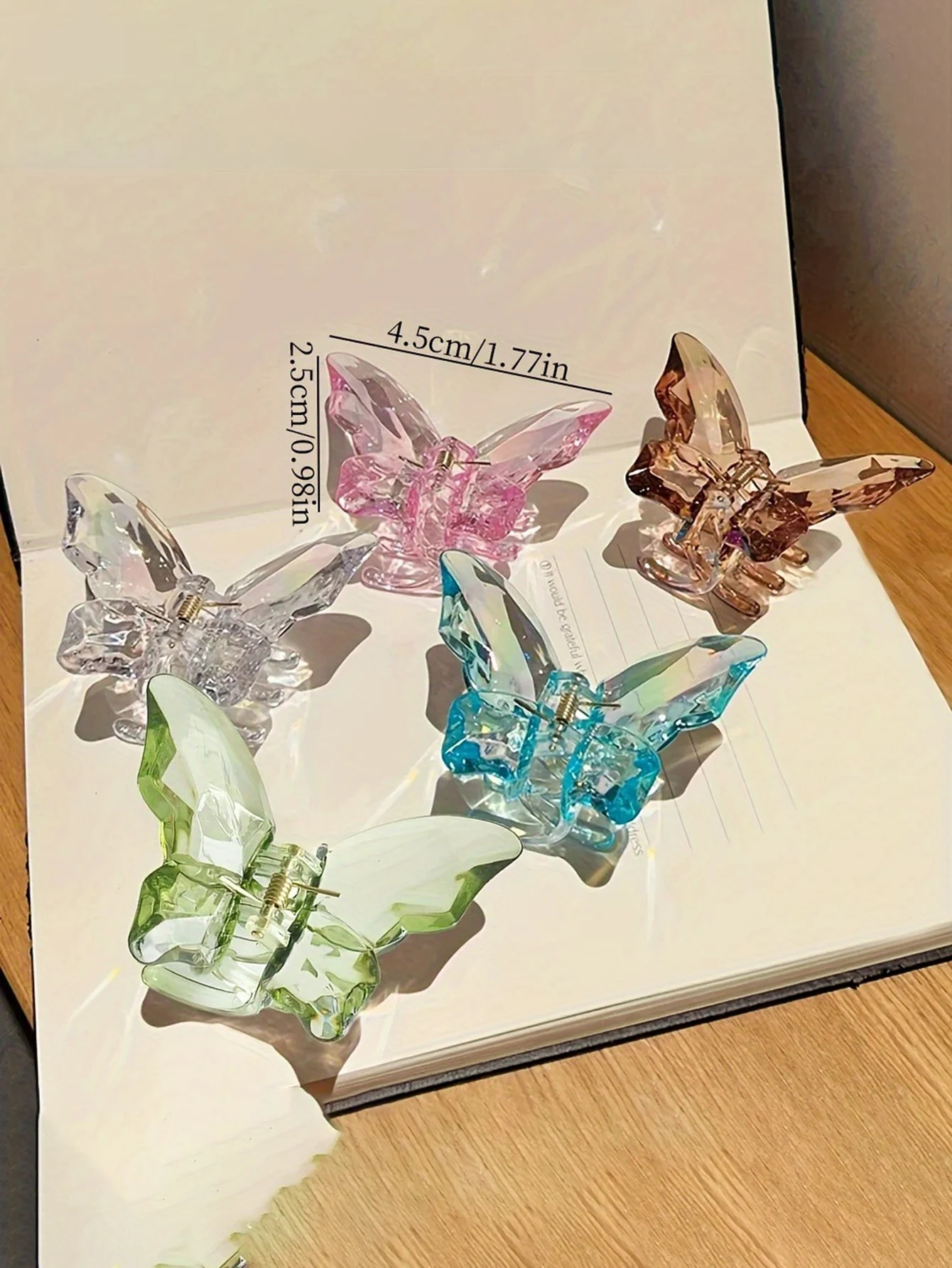 6/9 Pieces Color-Random Glitter Crystal Hair Clips for Women - Butterfly-style Hair Clips for Back-of-Head Updos - Transparent S