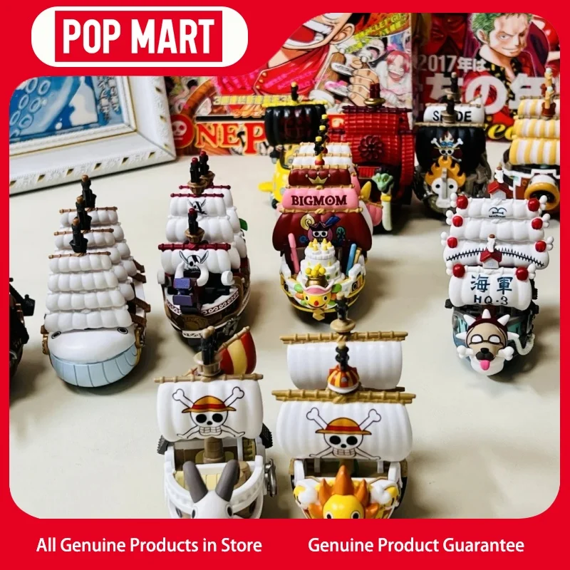 Подлинная Popmart One Piece Great Route Series Модель автомобиля Модная модная игрушка Модный подарок Модные игрушки Украшения Фигурка Клей