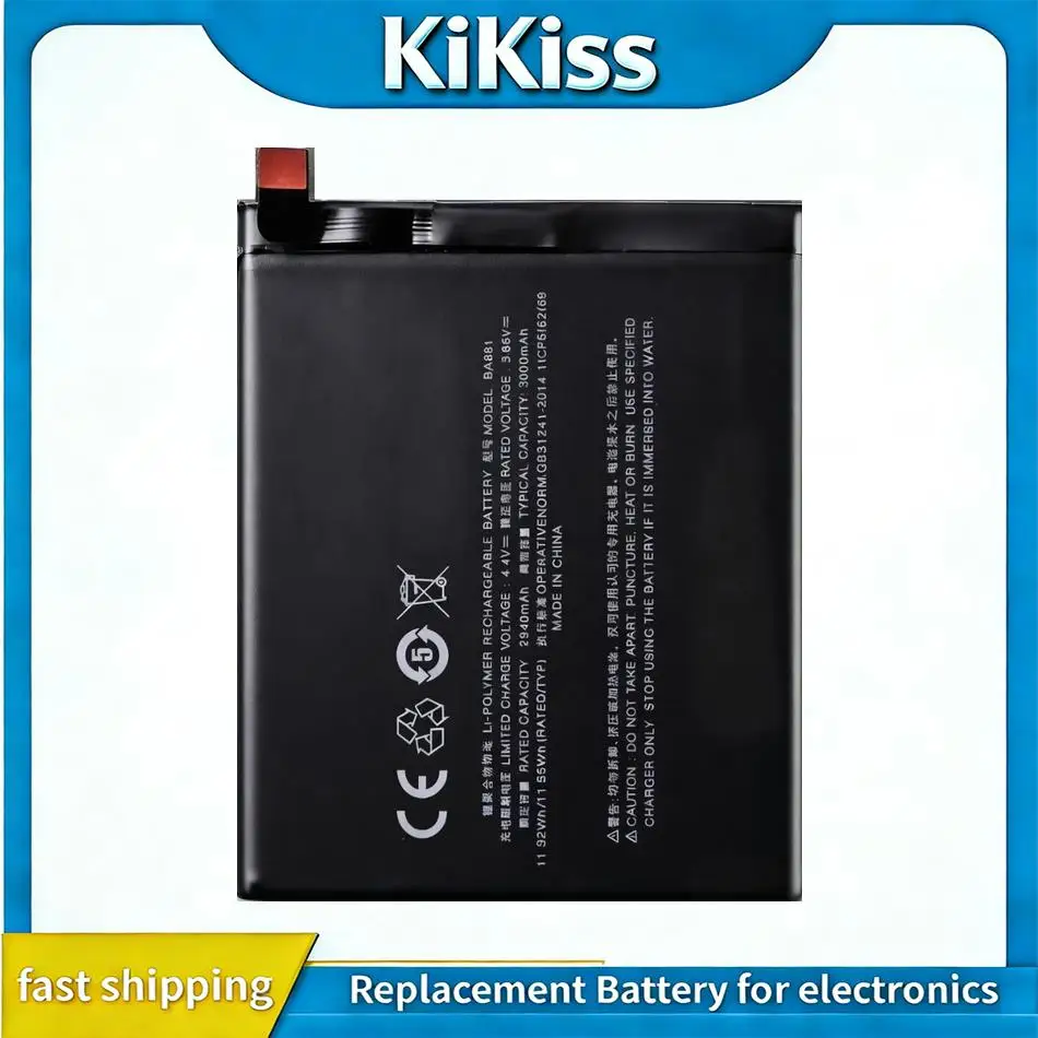 

Для Meizu 15 M881M M881Q: Долговечная батарея BA881 для мобильного телефона, 3000 мАч, надежная замена