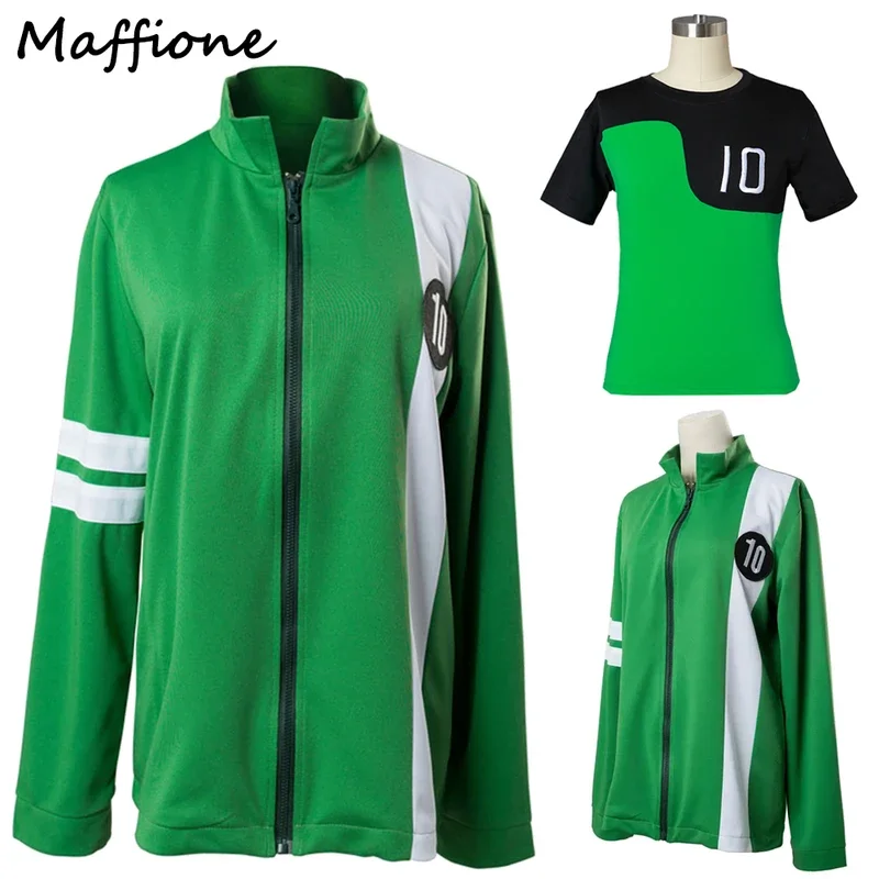 SN55Ben Cosplay Tennyson 10 Costume Coat Green Jacket Kids Boys Girls Cotton  Zip Up Jacket Overcoat Casual Tops T-shirts  F$@1w